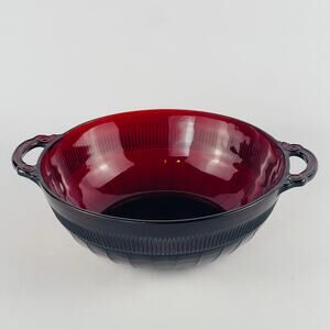 Anchor Hocking Coronation Royal Ruby Red Glass Serving Bowl 7 7/8 x 2 5/8”